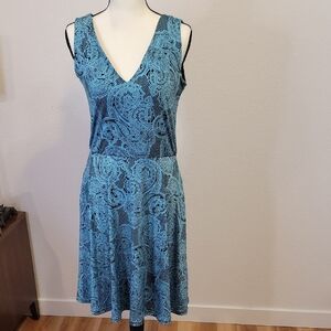 Sleeveless Carla Mink Blue Lace Look Dress